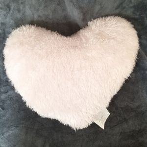 Large Pink & Silver Fluffy Heart Pillow